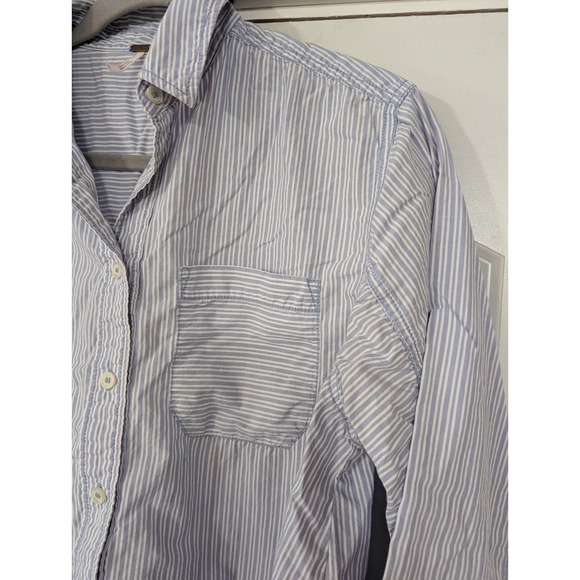 Free People Tie It In A Bow Oversized Cotton Shirt Blouse women's XS blue stripe - Picture 3 of 10